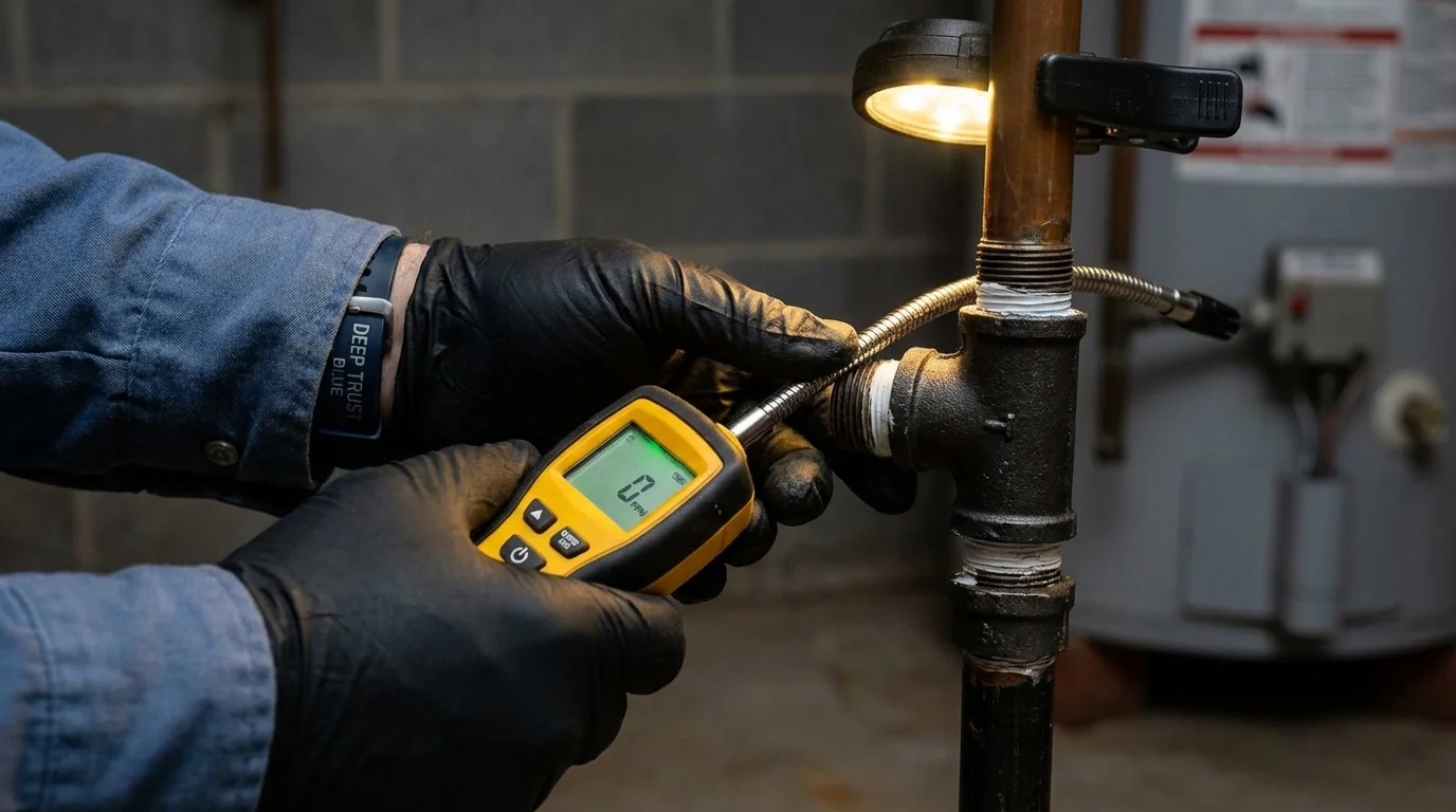 Gas leak detection with electronic sniffer by Johns Plumbing LLC in Loma Linda