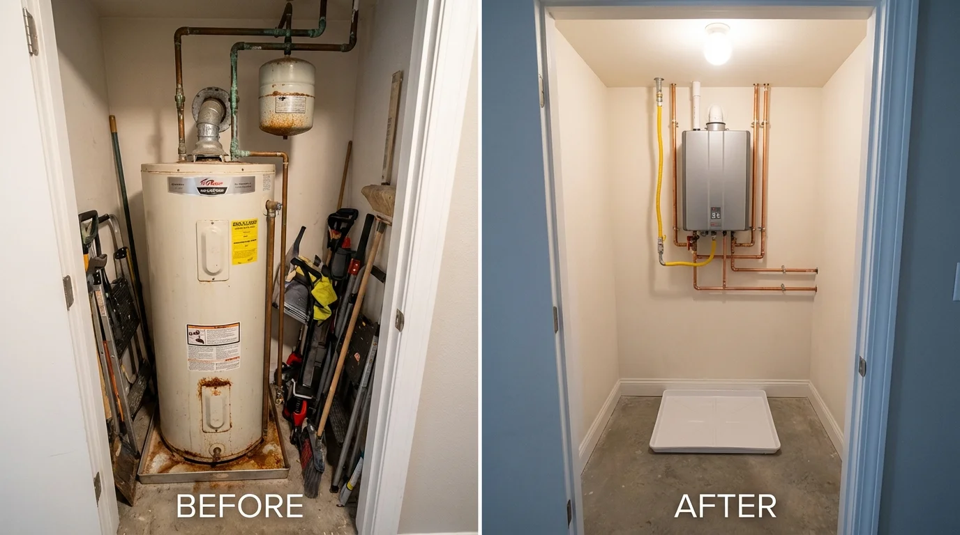 Tank water heater versus wall-mounted tankless unit comparison for Loma Linda, CA homeowners