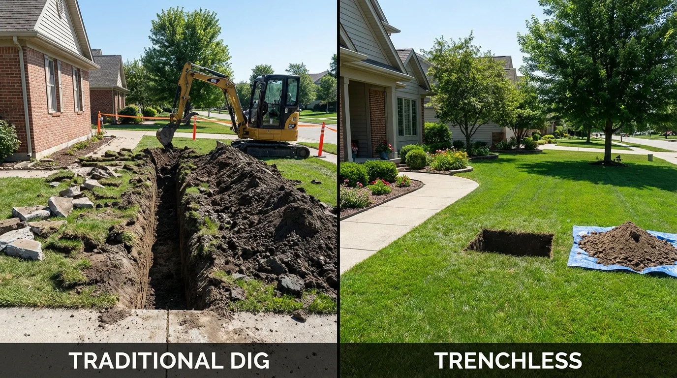 Trenchless sewer repair with minimal yard damage versus traditional excavation in Loma Linda, CA